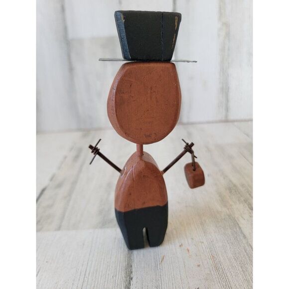 Halloween vintage wooden Jack O'Lantern trick or treater unique figure polka dot - Picture 6 of 9